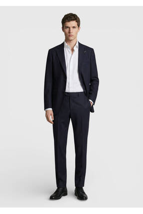 Ramsey Bordo Düz Zeroweight Slim Fit Yün Karışımlı Takım Elbise