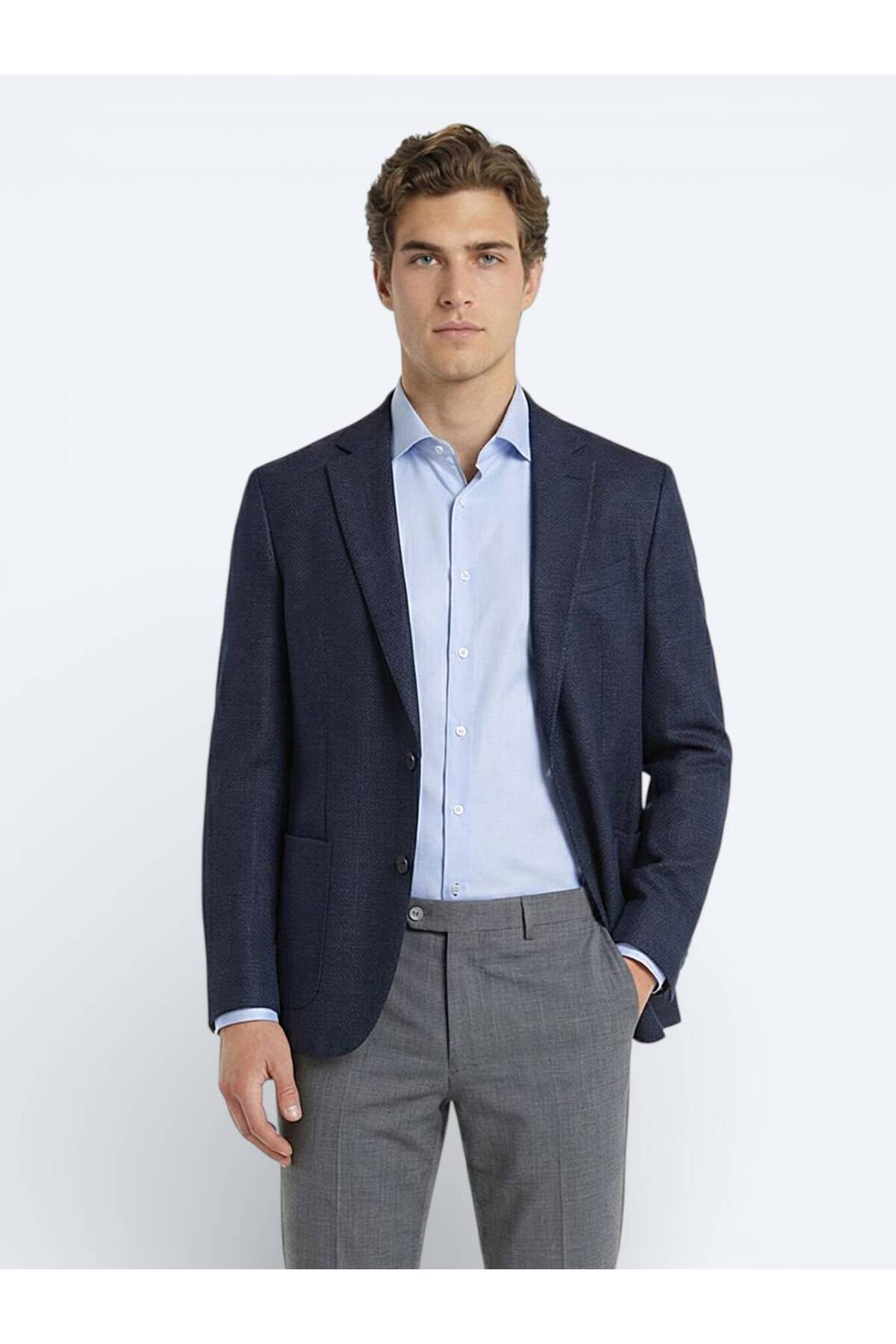 Kip  Renkli Mikro Modern Fit Yün Karışımlı Ceket