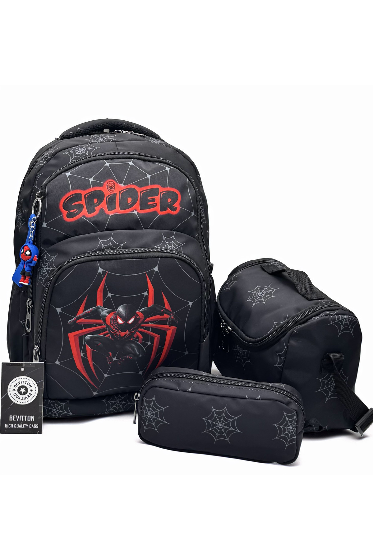 Waterproof Backpack Primary School Bag 3pcs Set Boys Primary School Bag Black Character