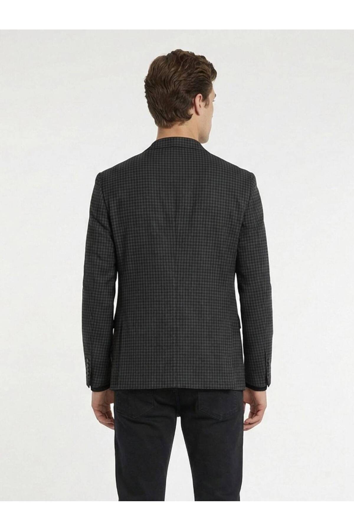 Kip  Antrasit Yün Karışımlı Ceket - Görsel 5