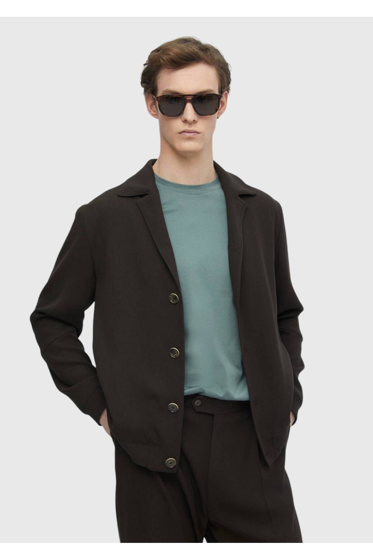 Ramsey  Koyu Kahve Düz Comfort Fit Yün Karışımlı Takım Elbise - Görsel 4