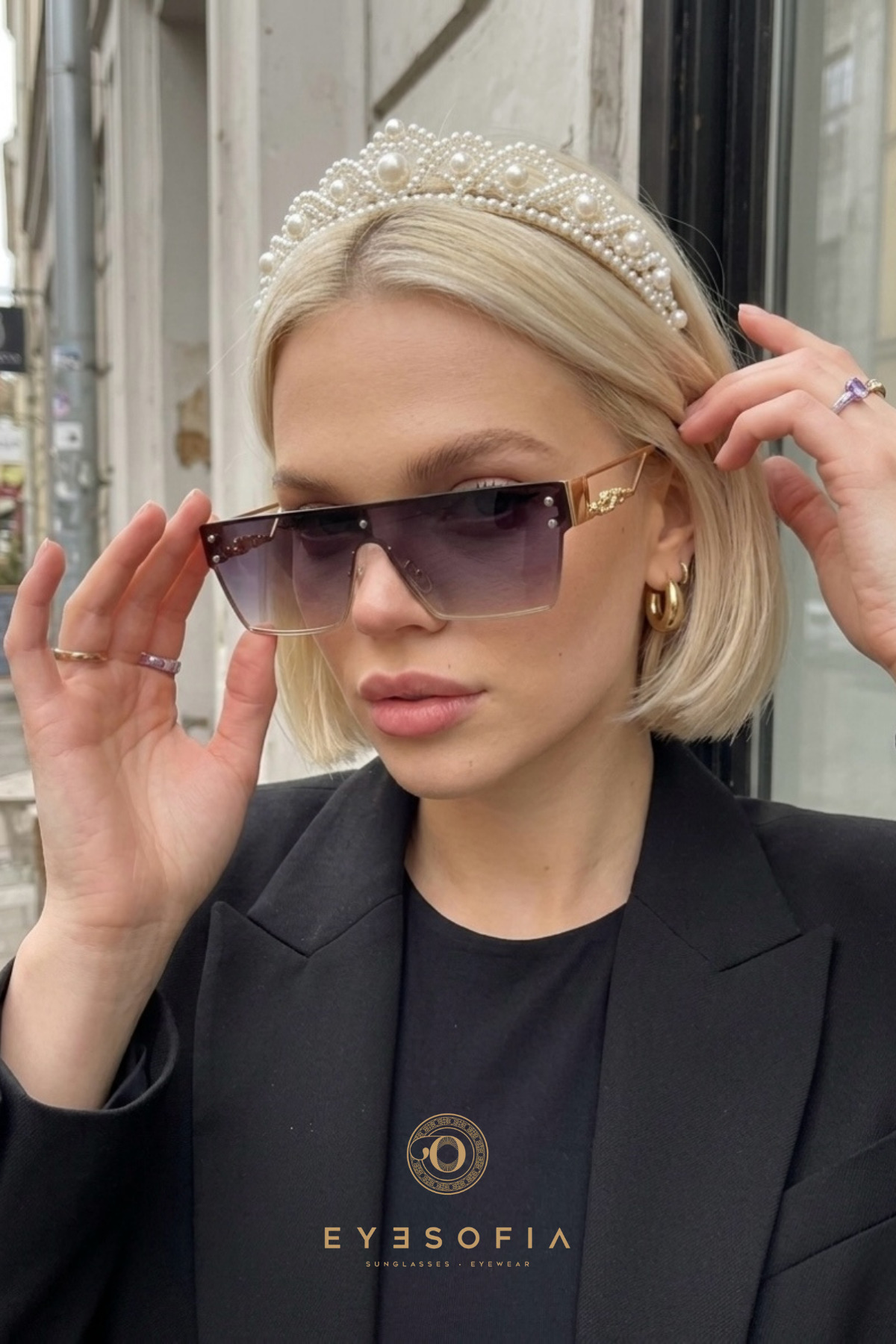 Eyesofia Titanyum Çerceve Siyah Unisex Güneş Gözlüğü görsel 2