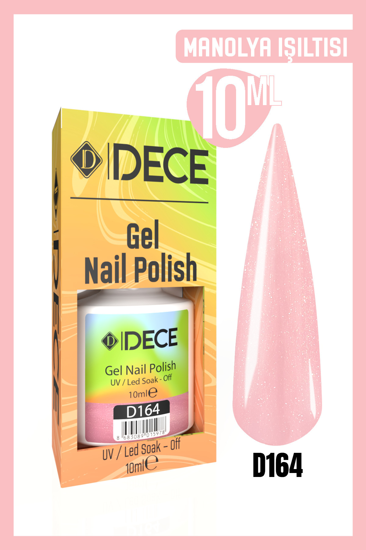 Kalıcı Oje Uv Led D164 (SEDEFLİ RENK) 10ml — صورتی 8683089014038801