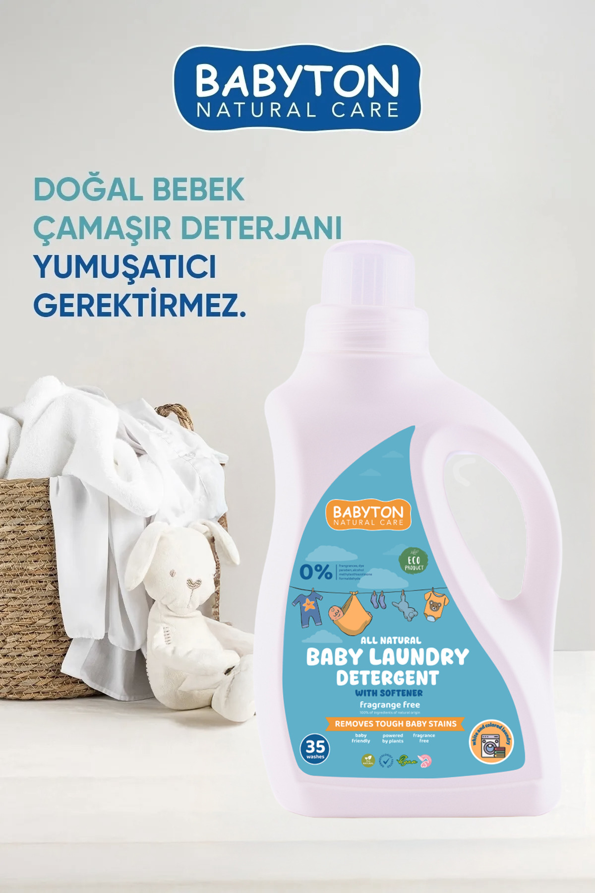 BABYTON Doğal Bebek Çamaşır Deterjanı 2'li Set 1000 ml fotoğrafı 2 (önizleme)