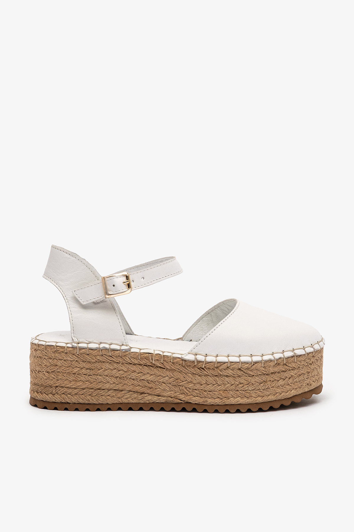 Lobo White Leather Women's Espadrilles Sandals