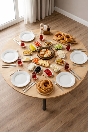 Alesta Life 90 Cm Çap - Ahşap Kaplama Katlanabilir Yer Sofrası - Oyun Masası ...