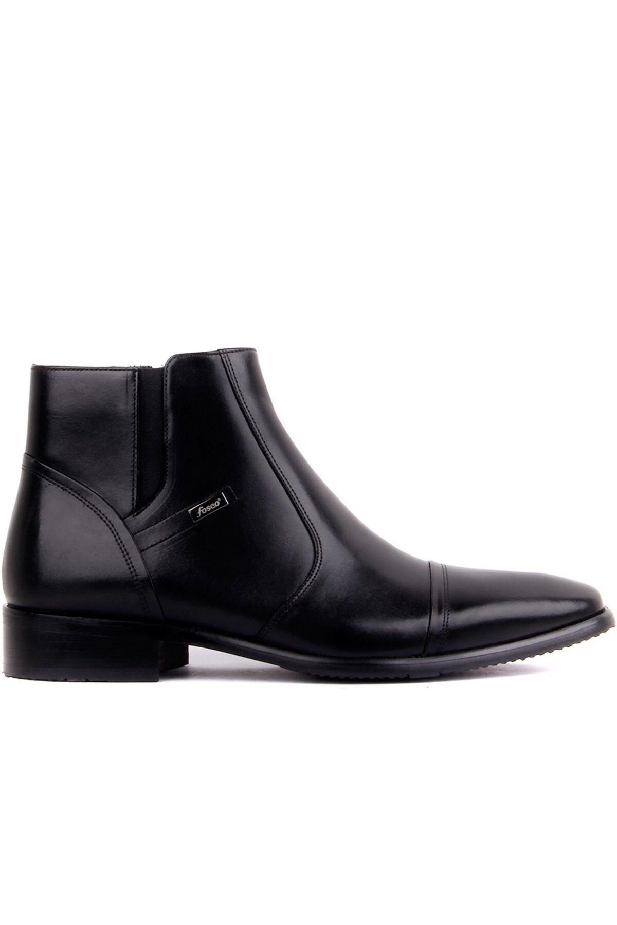 Fosco  3565 Siyah Fermuarlı Hakiki Deri Kauçuk Taban Erkek Bot - Görsel 2