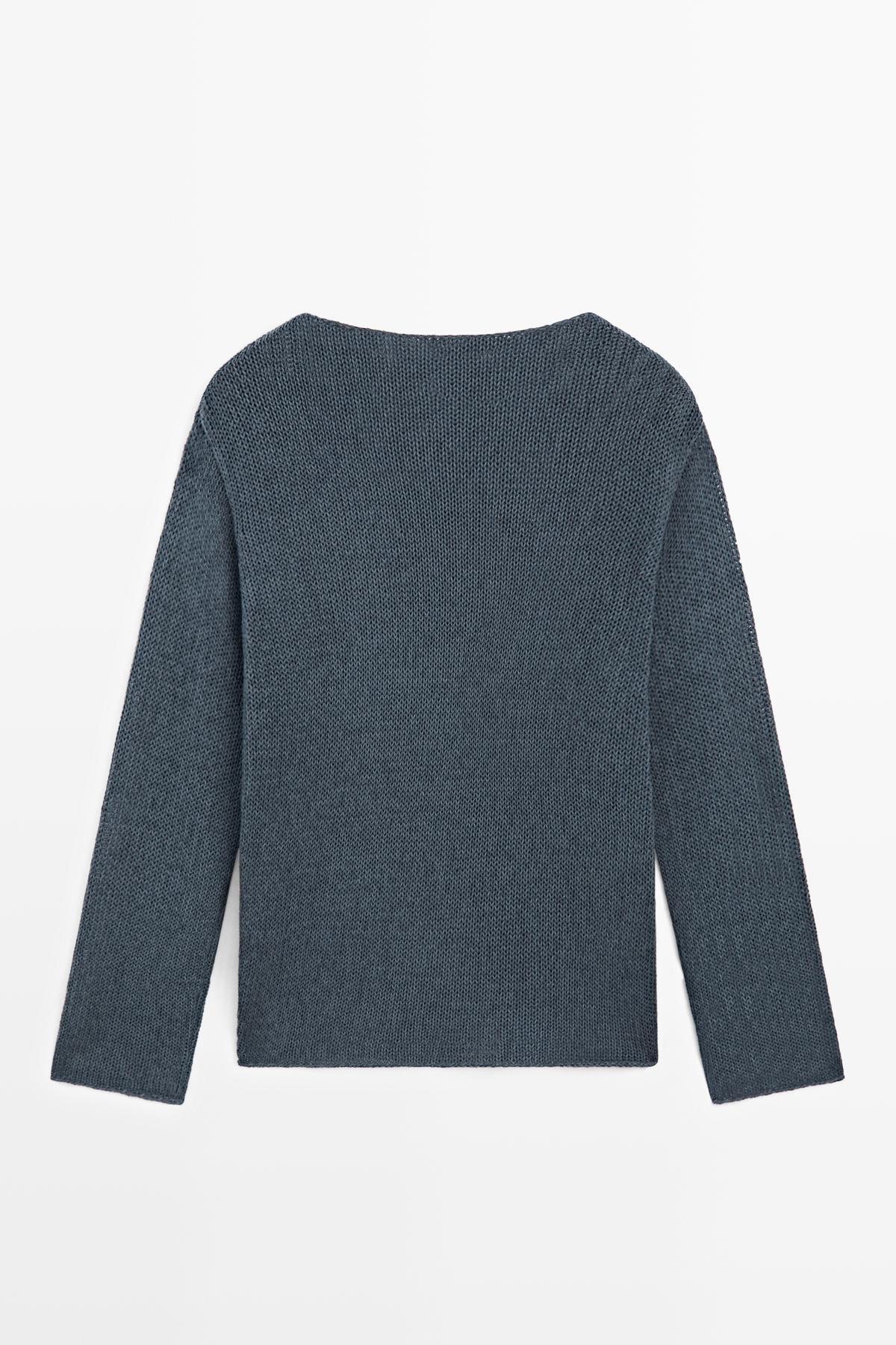 Massimo Dutti  Pamuk karışımlı ajurlu triko kazak - Görsel 7