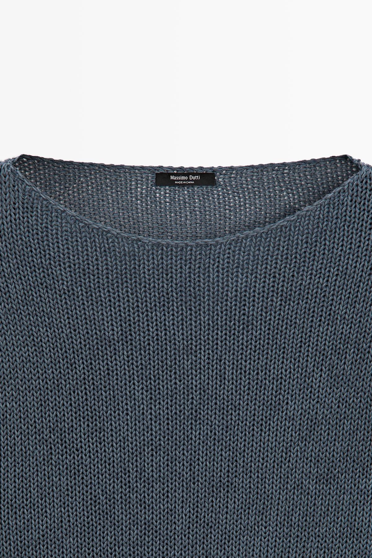 Massimo Dutti  Pamuk karışımlı ajurlu triko kazak - Görsel 8