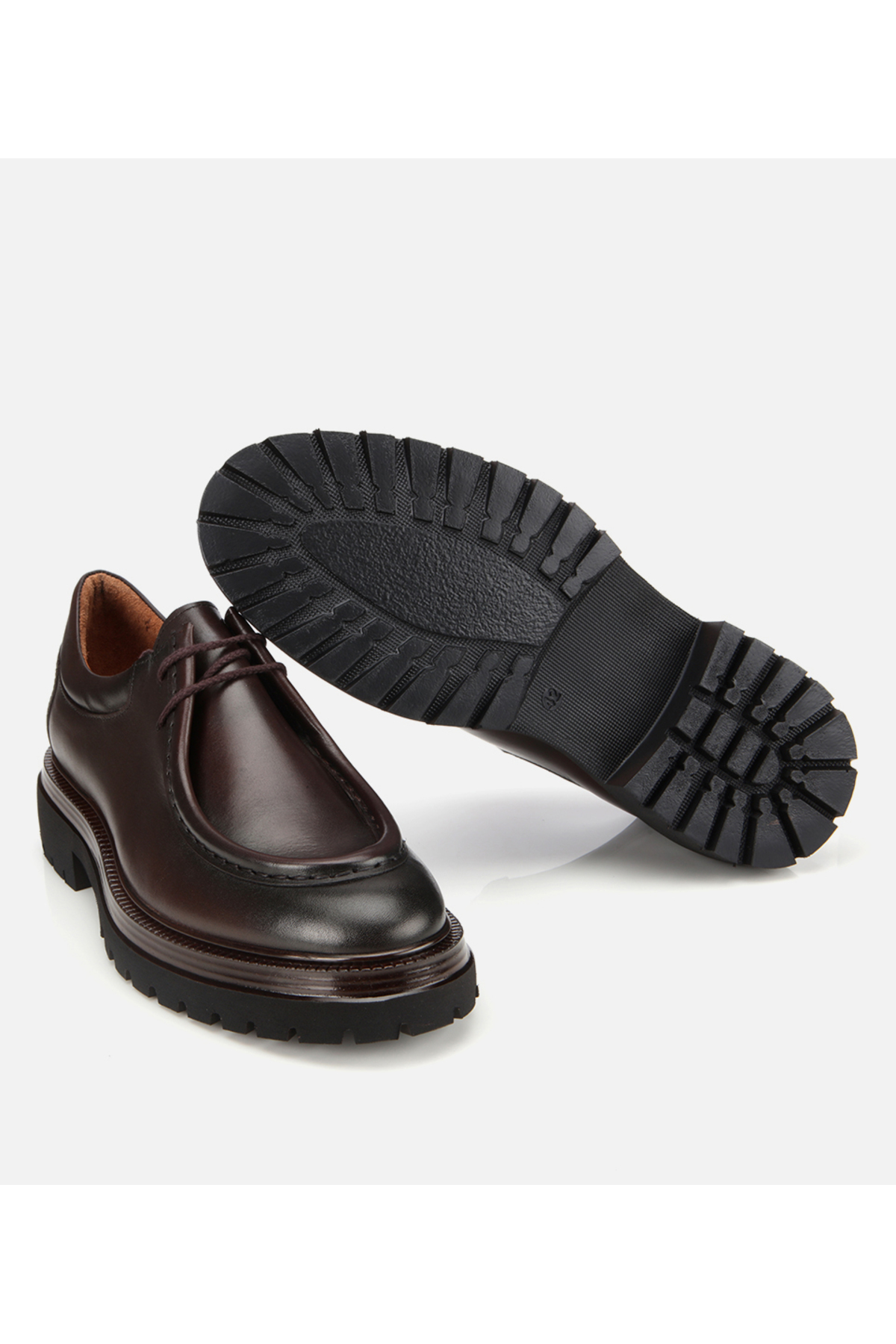 Hotiç  Erkek Deri Kahverengi Yumuşak Dokulu Bağcıklı Yüksek Tabanlı Klasik Ayakkabı - Görsel 6
