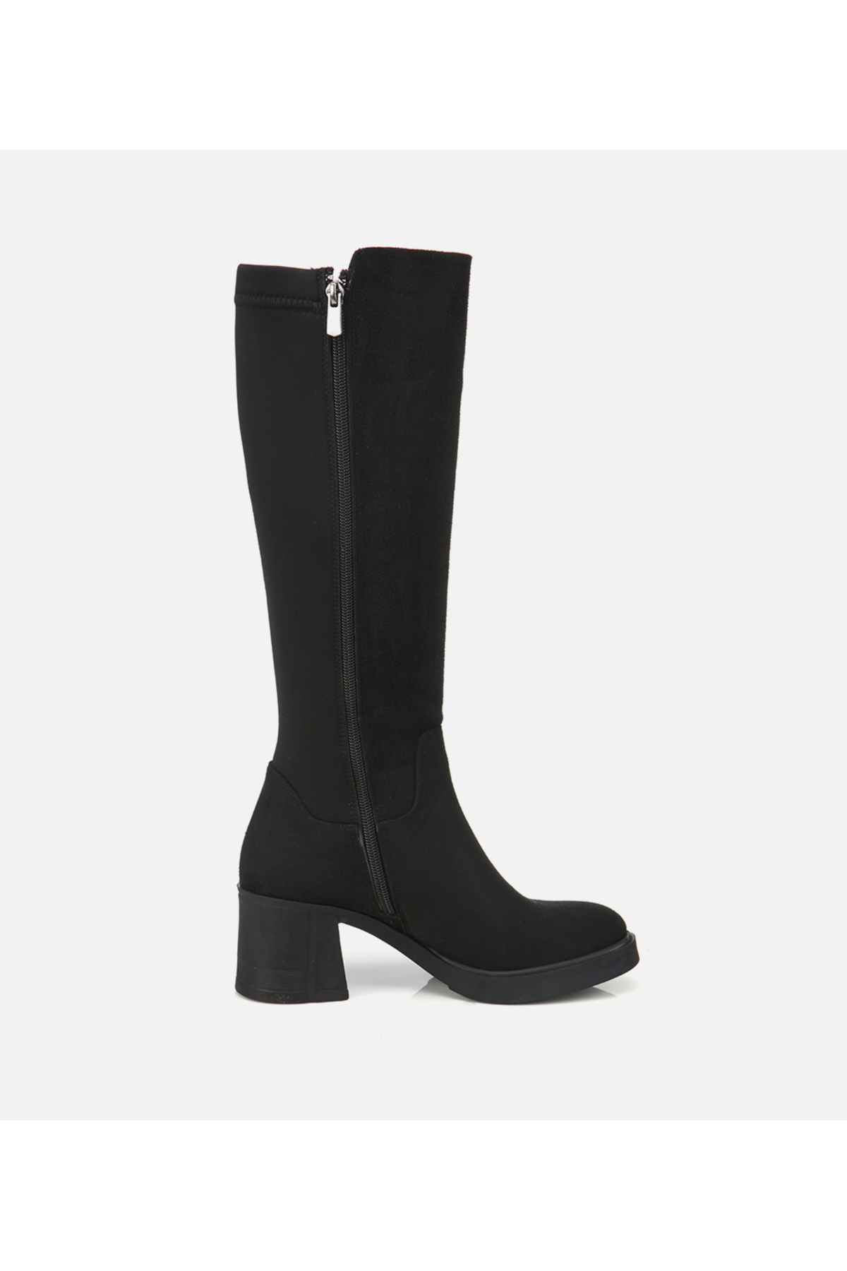Hotiç  Kadın Süet Siyah Streç Topuklu Çizme - Görsel 4