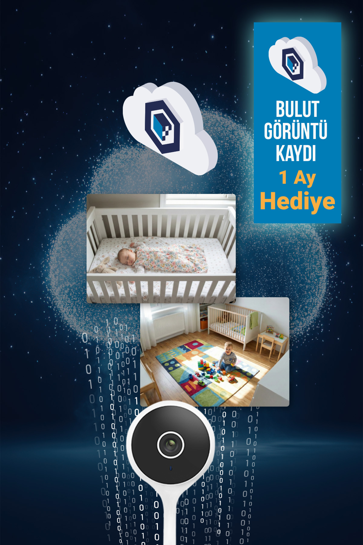 Hybrone Flex Akıllı WiFi Bebek Kamerası – Ağlama Algılama, Ninni Çalma, Gece Görüşlü, Sıcaklık ve Nem Ölçümü fotoğrafı 5 (önizleme)