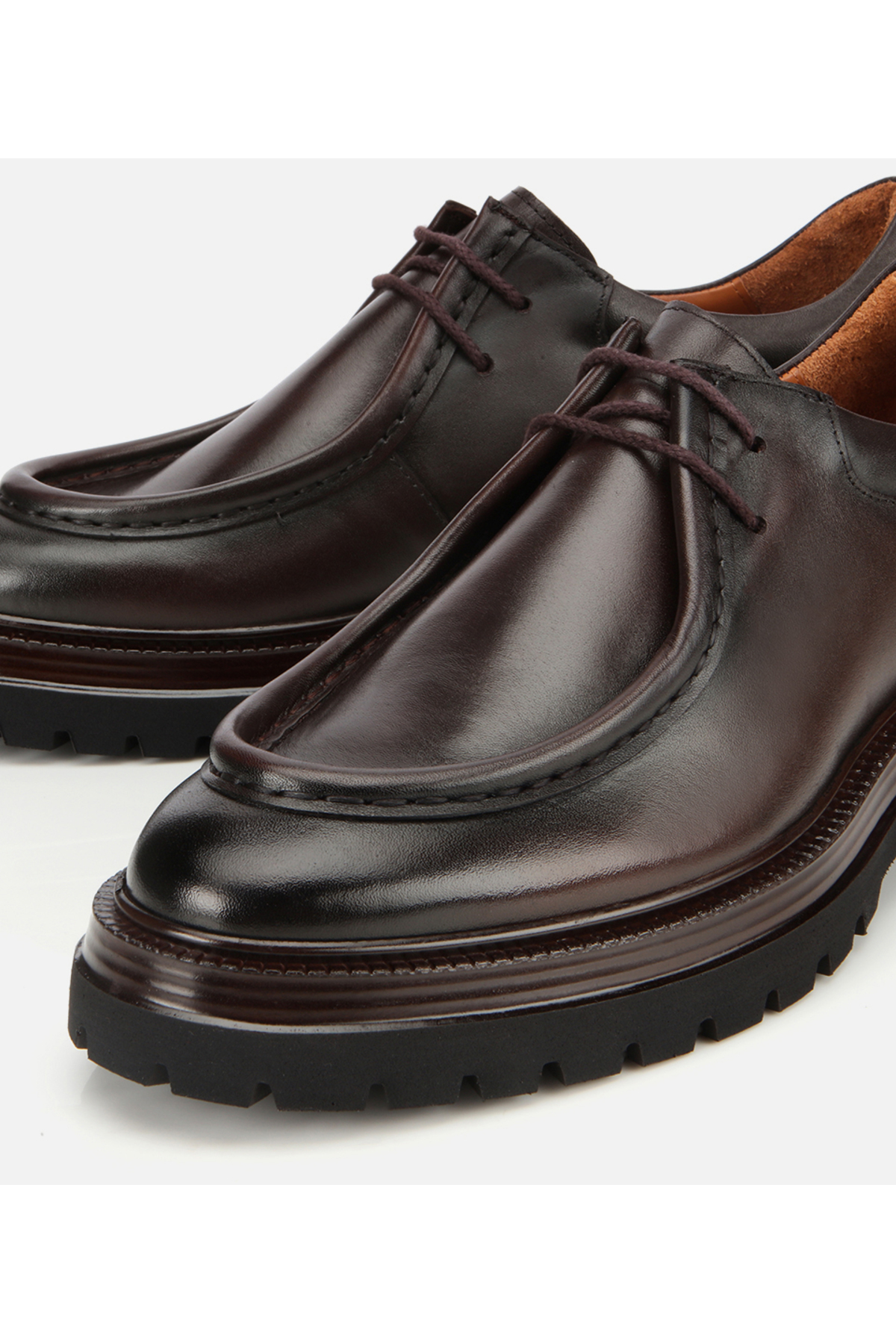 Hotiç  Erkek Deri Kahverengi Yumuşak Dokulu Bağcıklı Yüksek Tabanlı Klasik Ayakkabı - Görsel 3