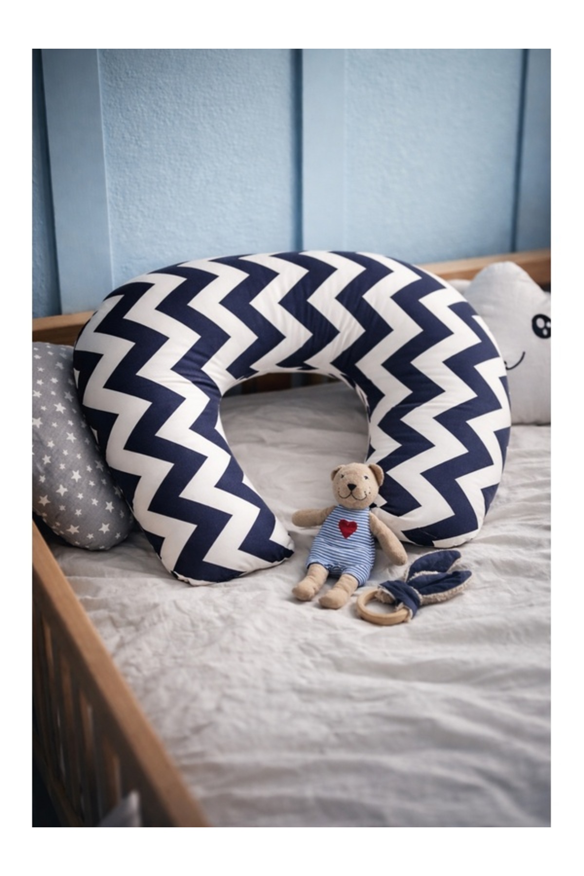 Mapel Çift Taraflı Emzirme Yastığı /bebek Destek Minderi, Hamile Yastiği, Pamuk Kumaş fotoğrafı 2 (önizleme)