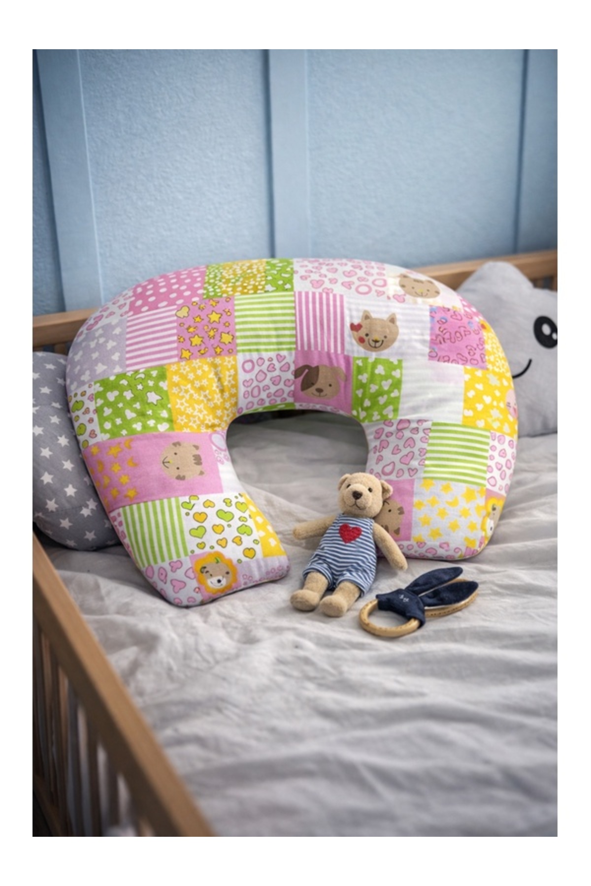 Mapel Çift Taraflı Emzirme Yastığı /bebek Destek Minderi, Hamile Yastiği, Pamuk Kumaş fotoğrafı 7 (önizleme)