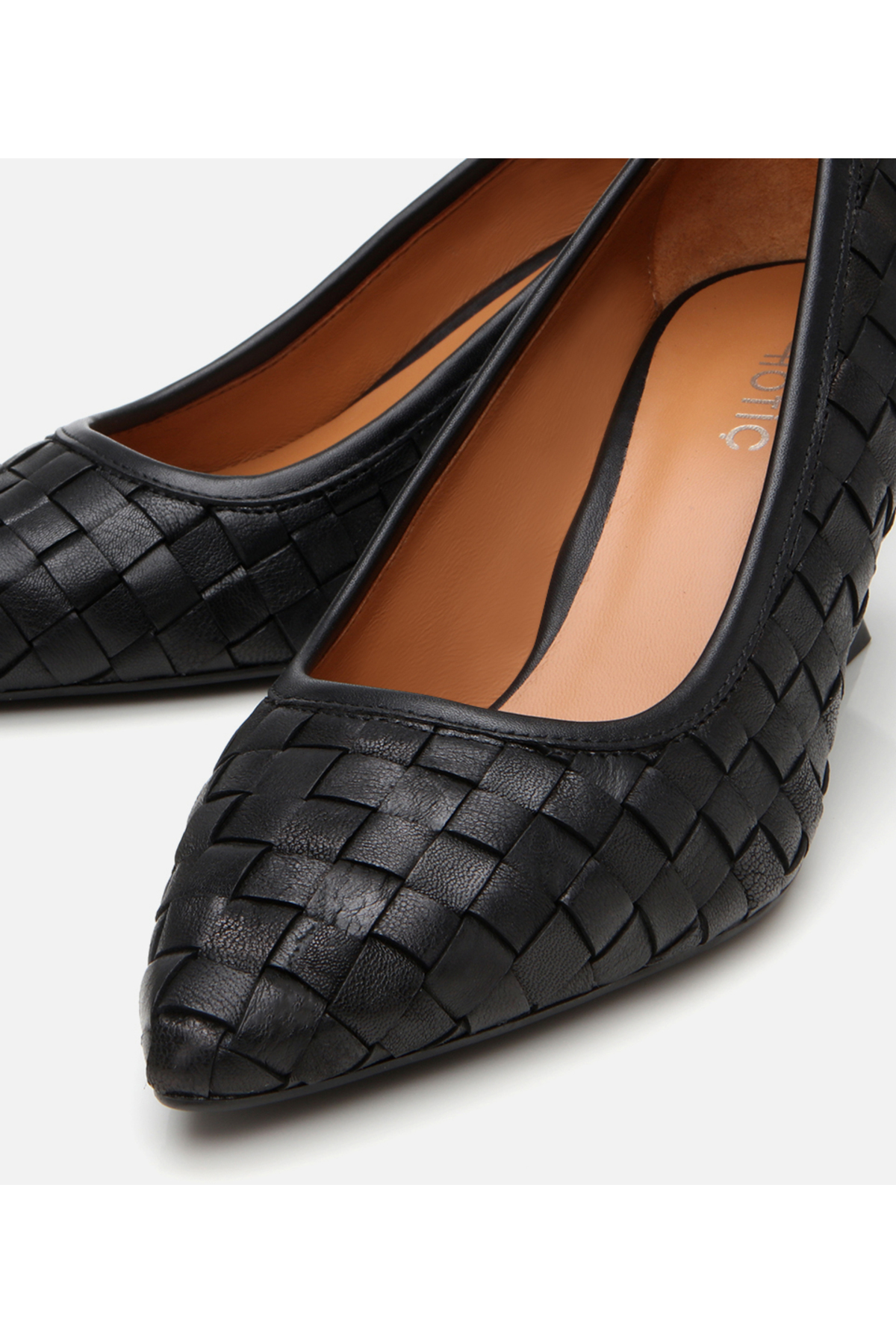 Hotiç  Kadın Deri Siyah Örgü Detaylı Stiletto - Görsel 3