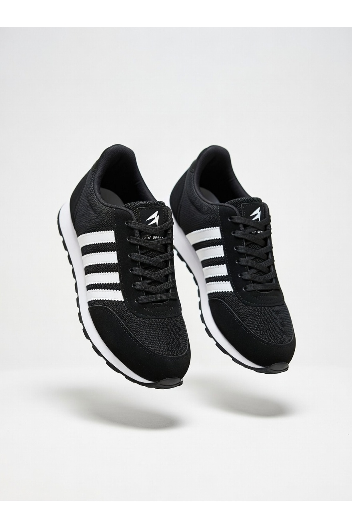 Rona Gifts  Erkek Siyah Beyaz Günlük Rahat Taban Yumuşak Hafif Esnek Yürüyüş Sneaker Bağcıklı Spor Ayakkabı