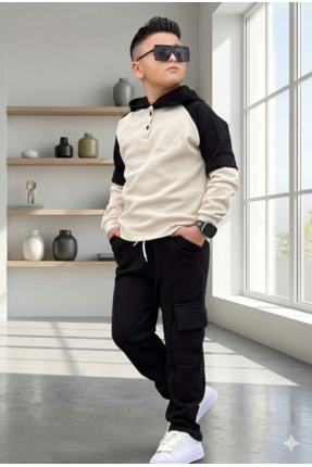 LaxVan Erkek Çocuk Kapüşonlu Sweatshirt ve Eşofman Altı Takım