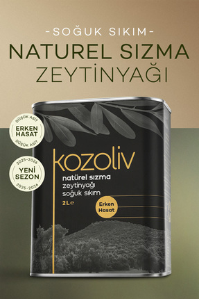 Kozoliv 2025-26 Yeni Sezon Erken Hasat Soğuk Sıkım Zeytinyağı 2 LT