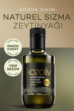Kozoliv 2025-26 Yeni Sezon Erken Hasat Soğuk Sıkım Zeytinyağı 250 ML Cam Şişe