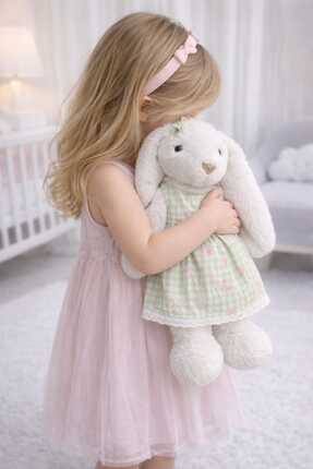 Halley ELBİSELİ BEYAZ TAVŞAN PELUŞ OYUNCAK 45 CM