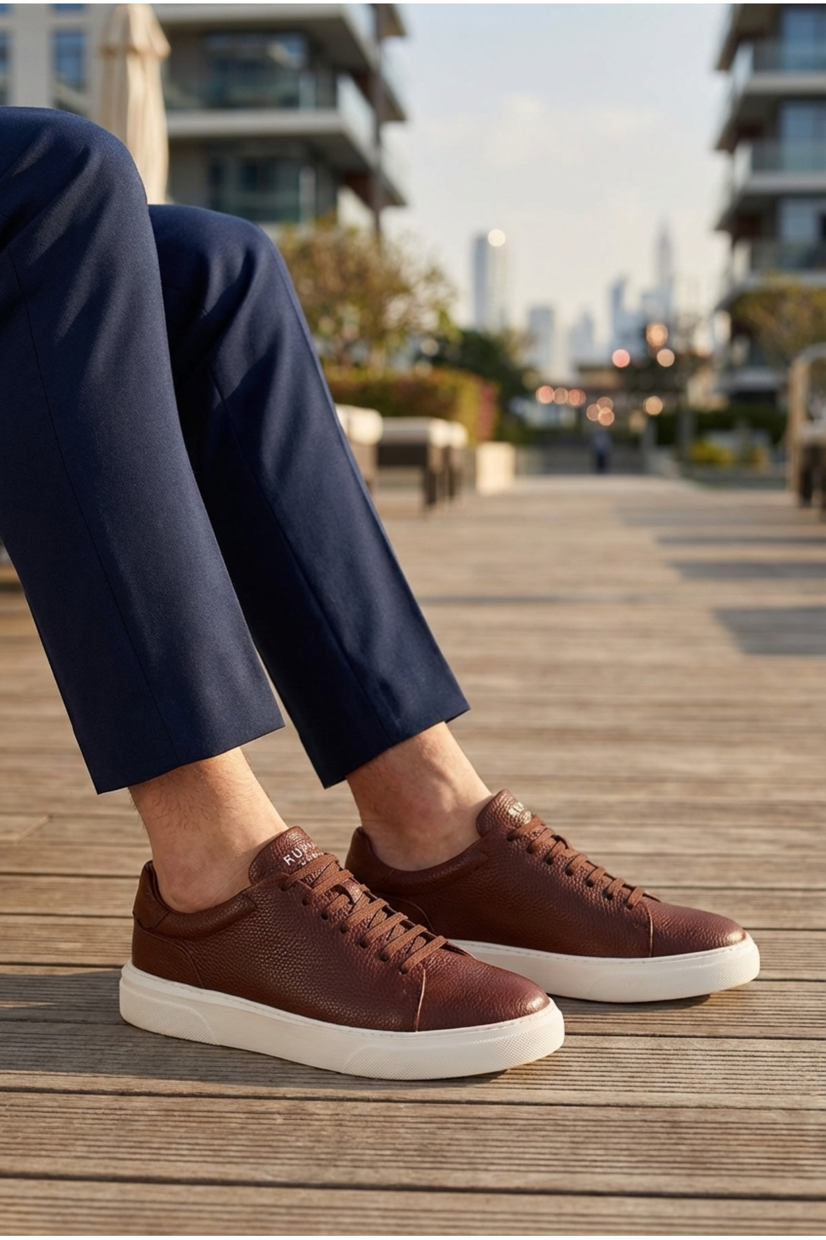 Lufian  Tommy Erkek Deri Sneaker Casual Komfort Taban Ayakkabı Taba - Görsel 3