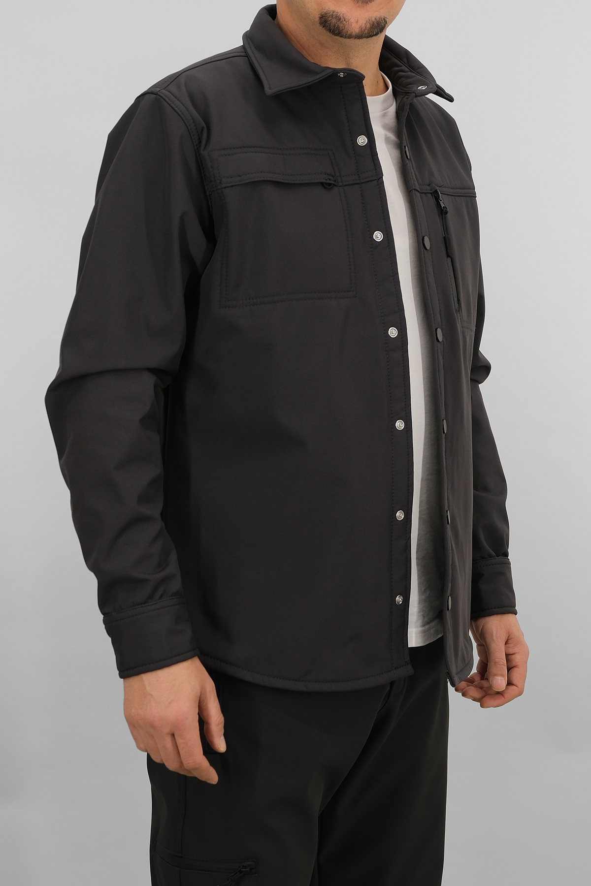 پیراهن مردانه Smoke Grey Slimfit Softshell — خاکستری SW-16858 — تصویر 7 از 7