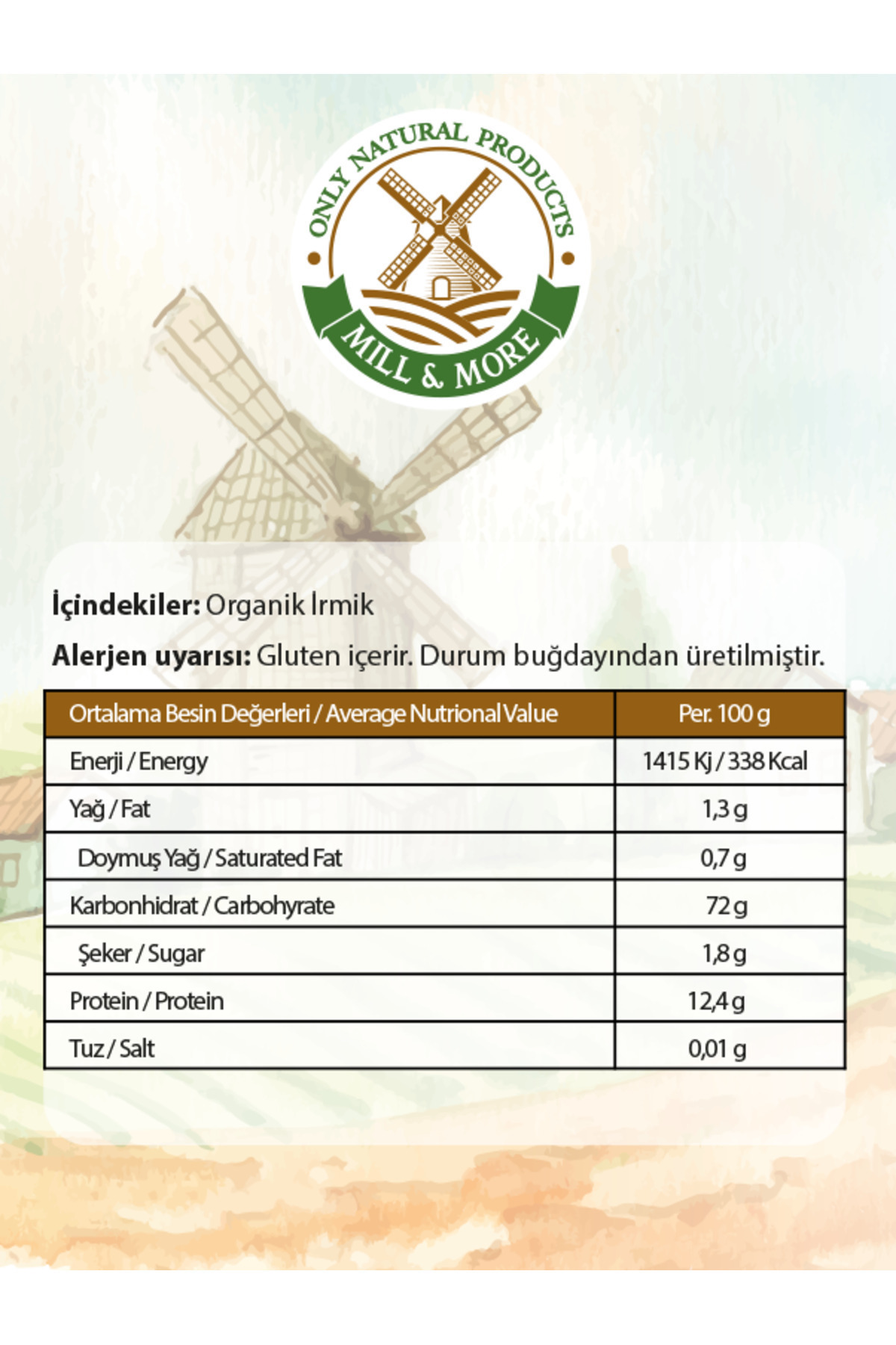 Mill & More Only Natural Products Organik Tam Pirinç Unu 320 g + Organik Bebek İrmiği 330 g Seti fotoğrafı 3 (önizleme)