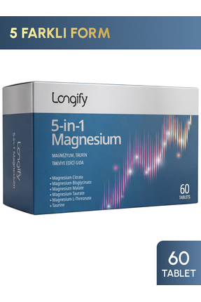 Longify 5-in-1 Magnesium; Magnezyum Bisglisinat, Sitrat, Malat, L-Treonat, Ta...