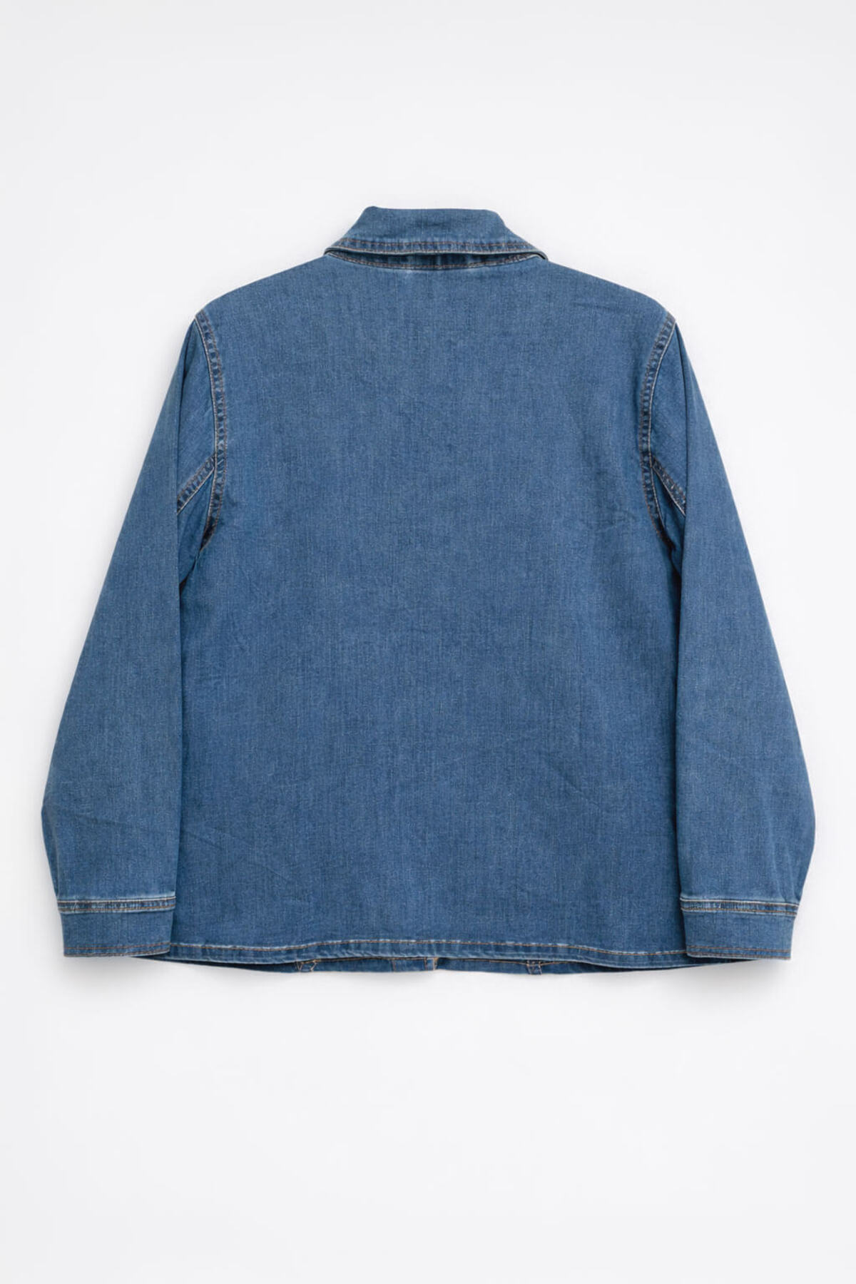 Bluewhite  Kadın Çiçek Nakışlı Likralı Mavi Denim Ceket - Görsel 3