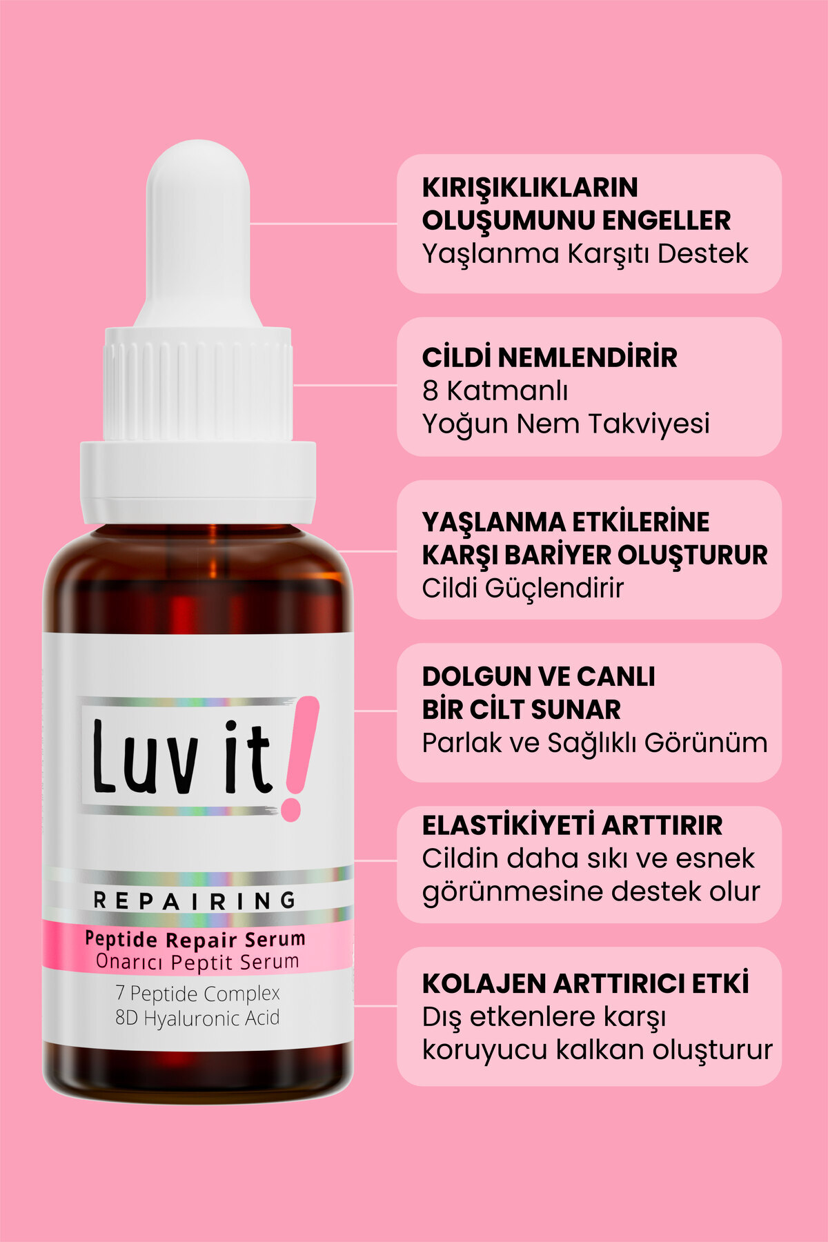 Peptit Serum 30ml - Yaşlanma Ve Kırışıklık Karşıtı - Bariyer Onarıcı - Cilt Yenileyici — L115 — تصویر 5 از 7