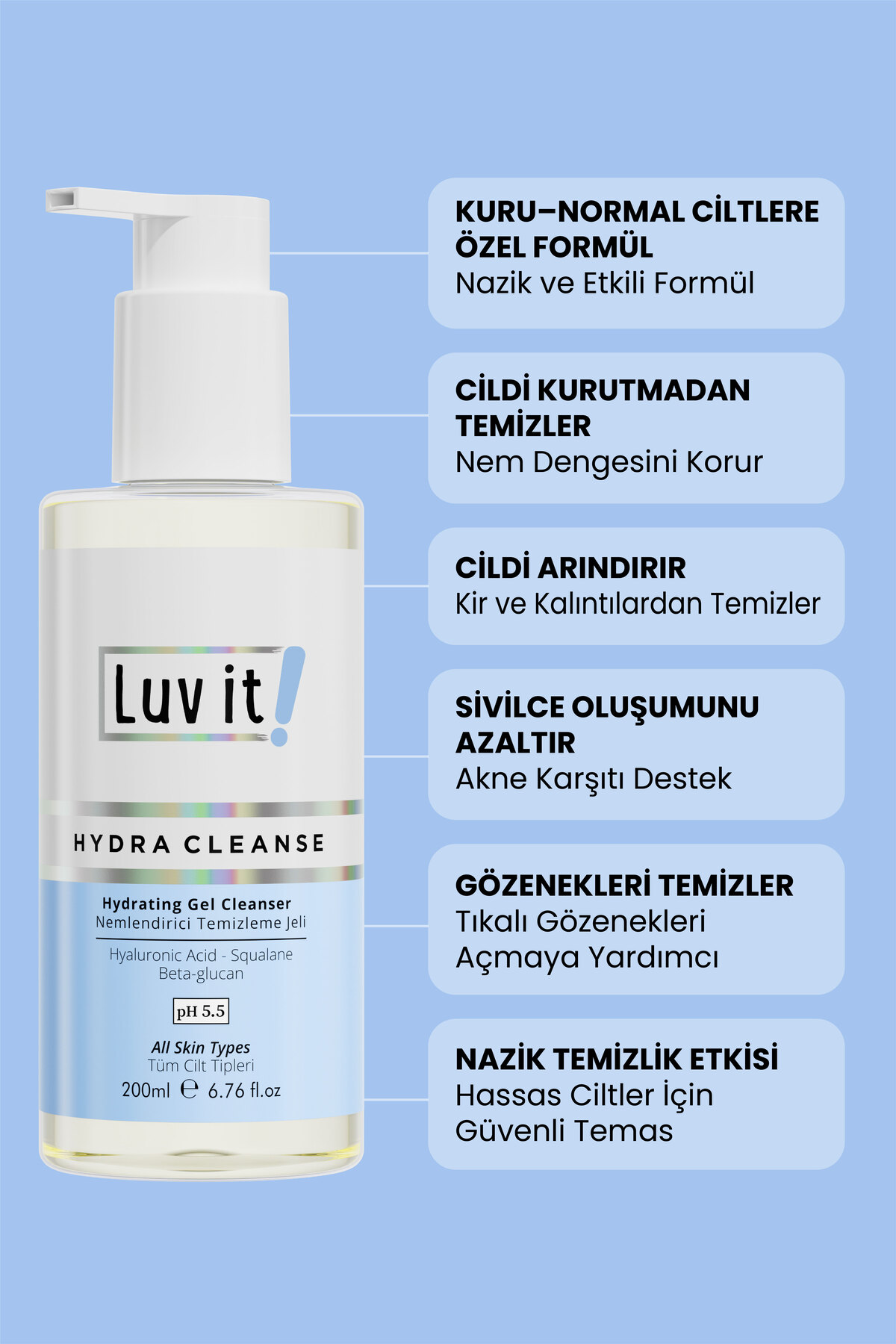 Nemlendirme Etkili Yüz Temizleme Jeli Kuru-Normal Ciltler 200 ml — L111 — تصویر 5 از 7