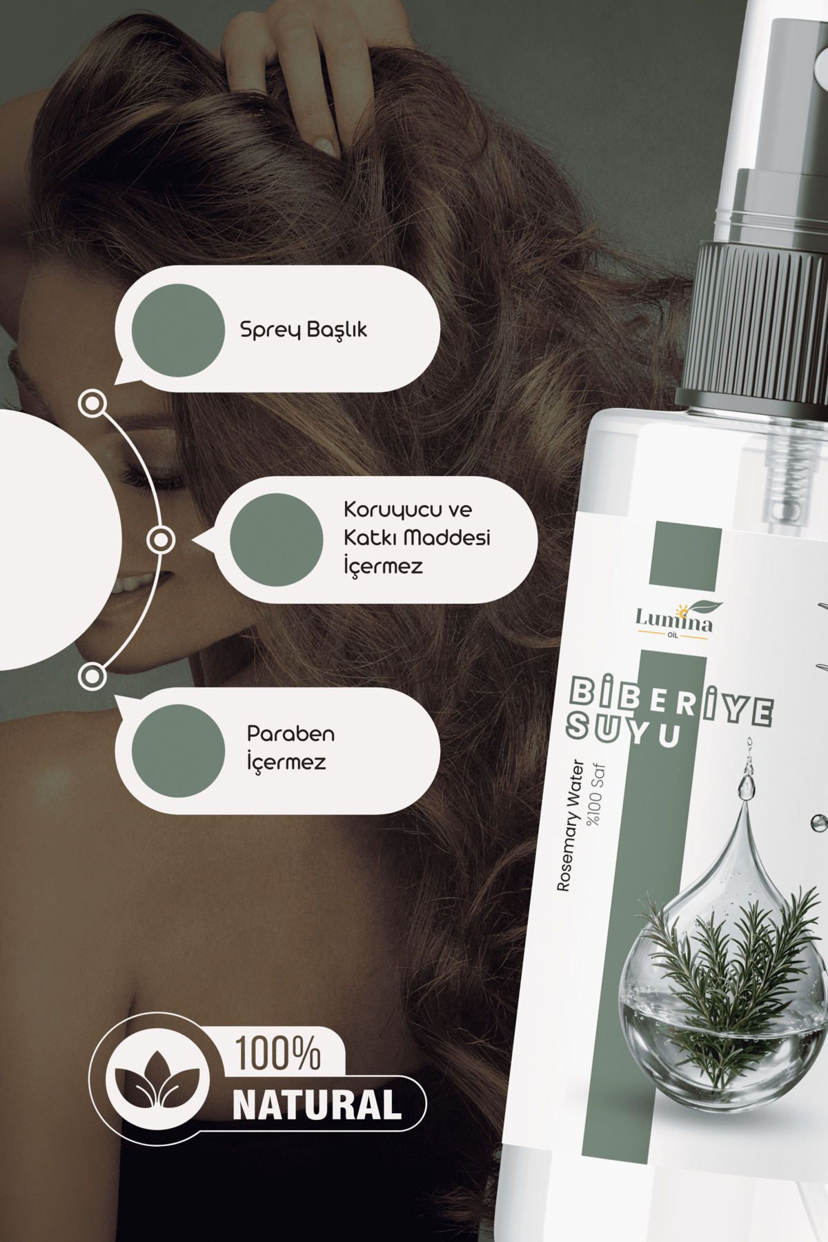 آب رزماری ۱۰۰ میلی‌لیتری ۱۰۰٪ طبیعی و خالص — ROSEMARY0001 — تصویر 3 از 4