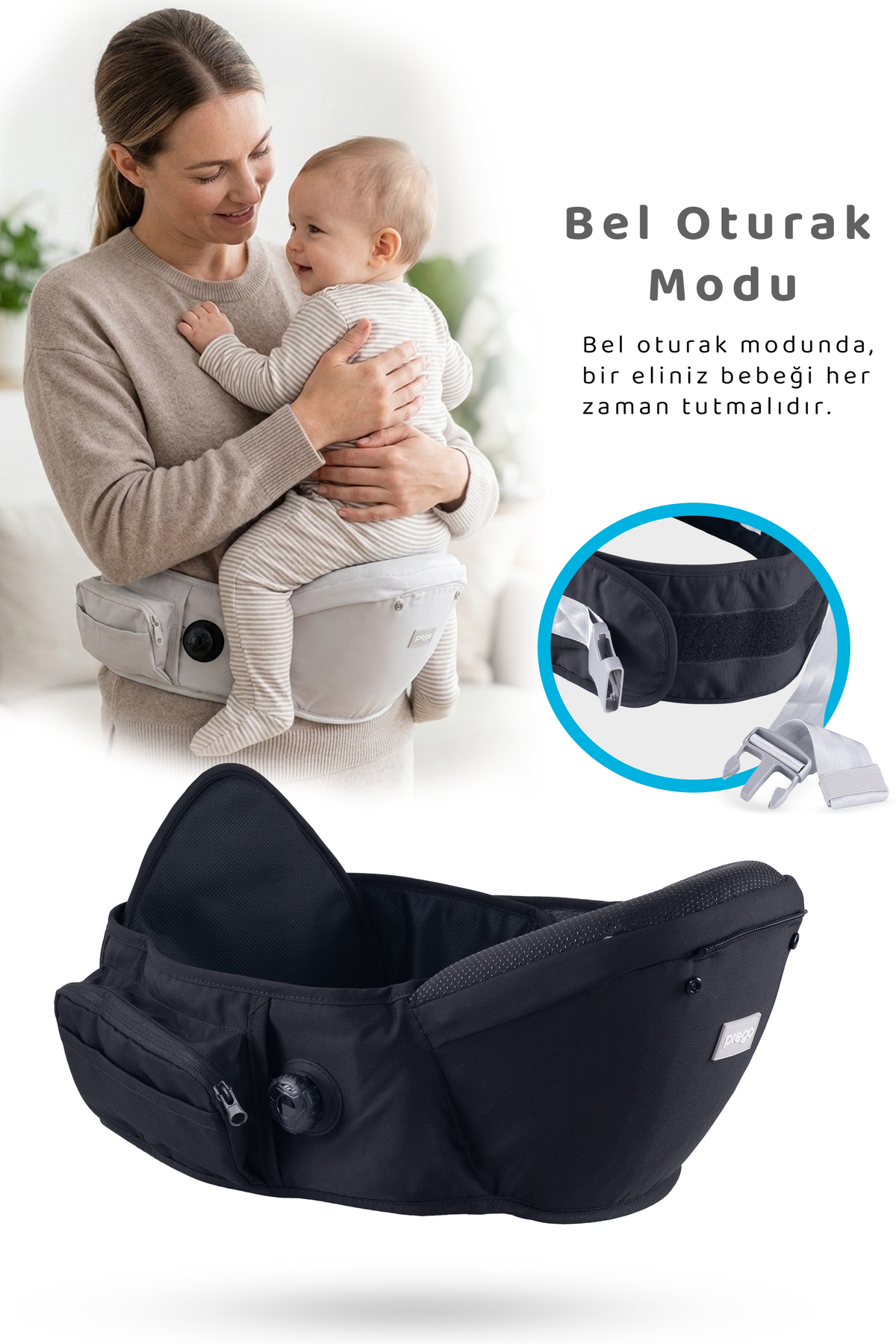 Prego Dallas Bel Destekli Anatomik Kanguru 3099 fotoğrafı 2 (önizleme)