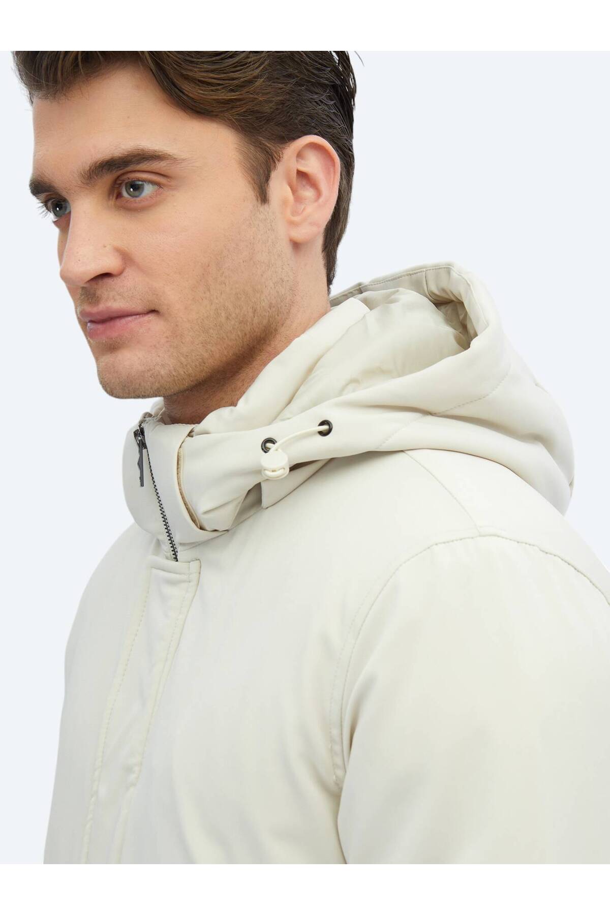 Kip Taş Comfort Fit Kapüşonlu Casual Dokuma Kaban görsel 5