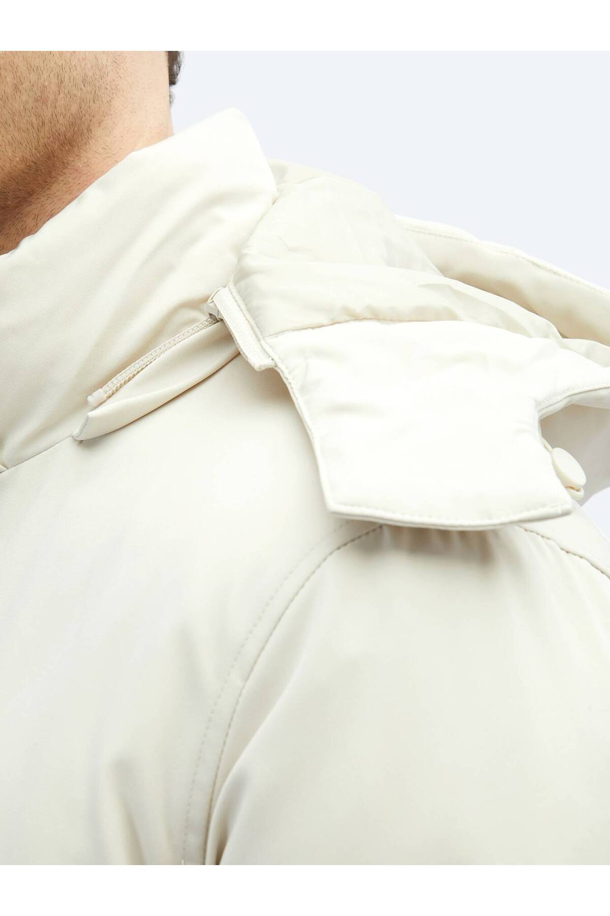 Kip Taş Comfort Fit Kapüşonlu Casual Dokuma Kaban görsel 6