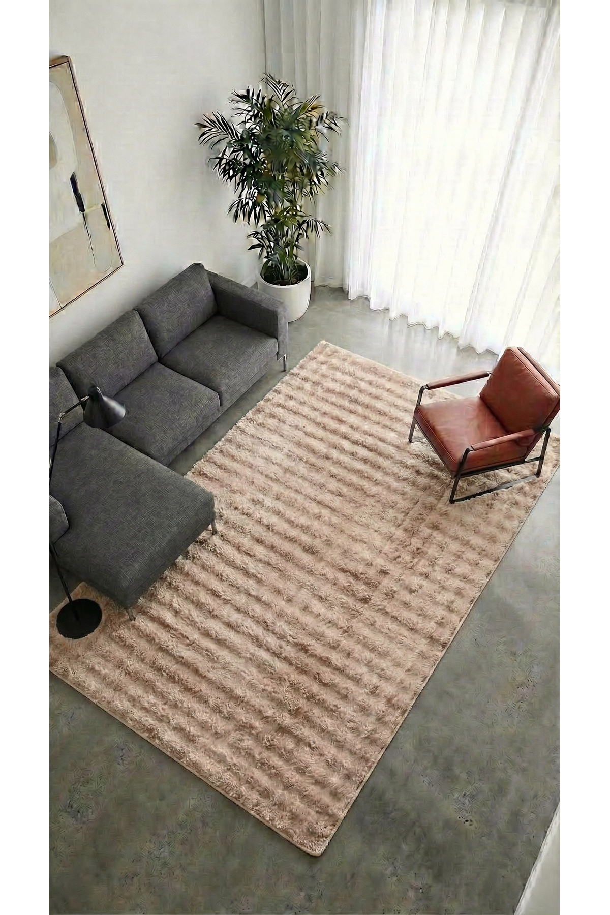 Yuma Bubble Beige Plush Carpet|Living Room -Kitchen-Entrance-Living Room-Soft-Anti-Slip Base-Washable–Modern