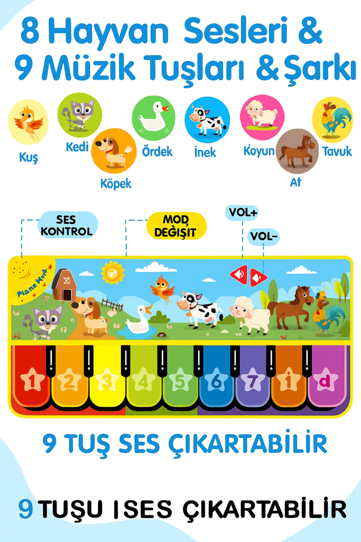 robokids Müzikli Piyano Oyun Halısı – Dokunmatik Işıklı Halı Oyuncak fotoğrafı 4 (önizleme)
