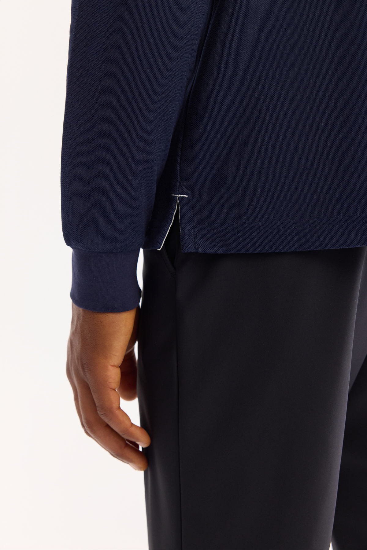 Avva  Erkek Lacivert Polo Yaka Pamuklu Basic Slim Fit Sweatshirt B001080 - Görsel 5