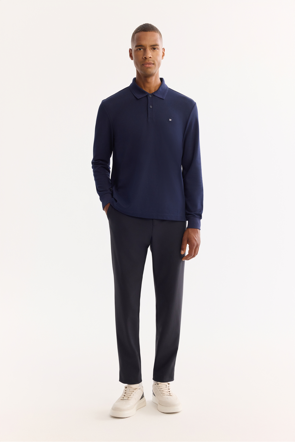 Avva  Erkek Lacivert Polo Yaka Pamuklu Basic Slim Fit Sweatshirt B001080 - Görsel 7