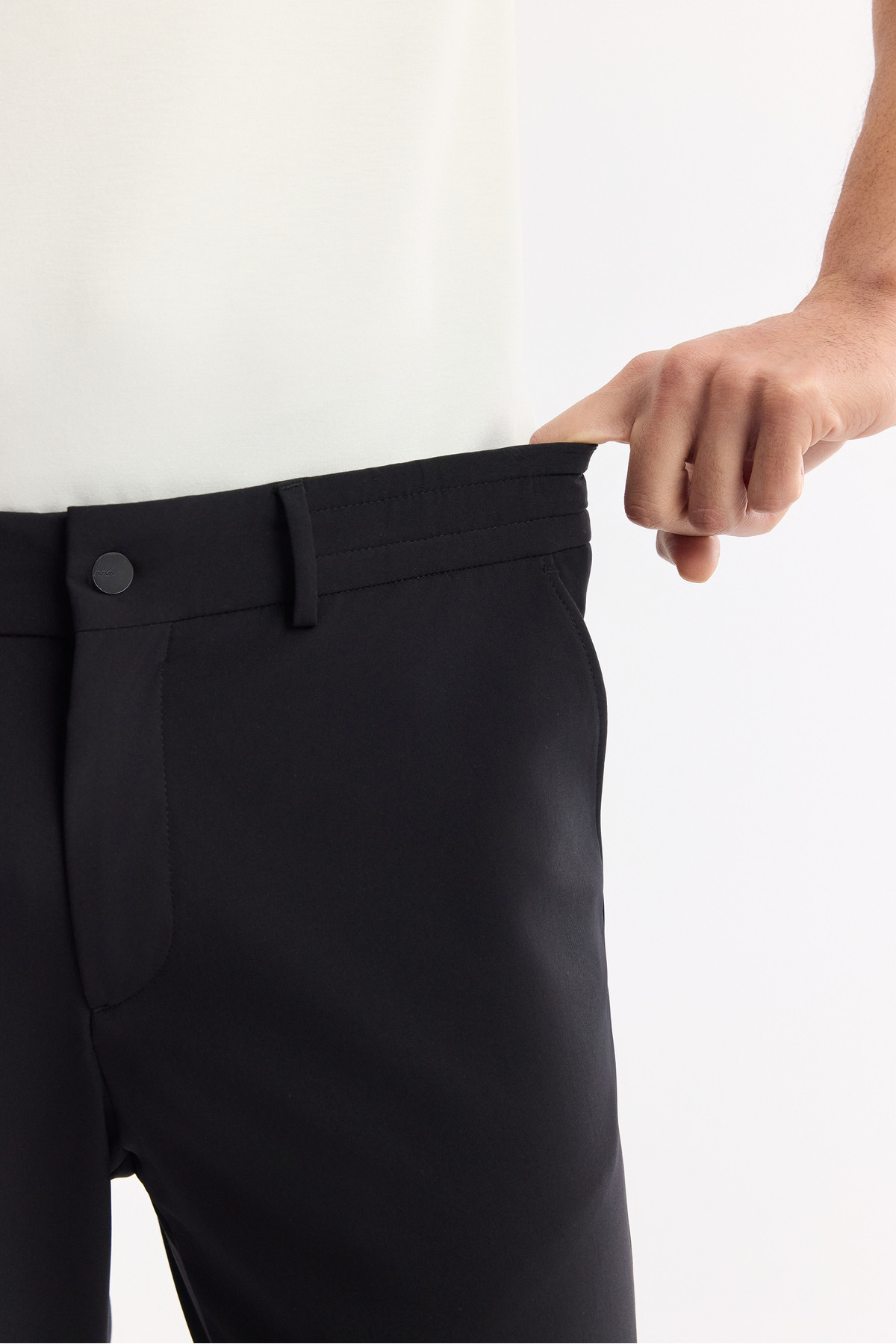 Avva  Erkek Siyah Beli Lastikli Bi-Stretch Teknik Kumaş Slim Fit Pantolon A51Y3077 - Görsel 6