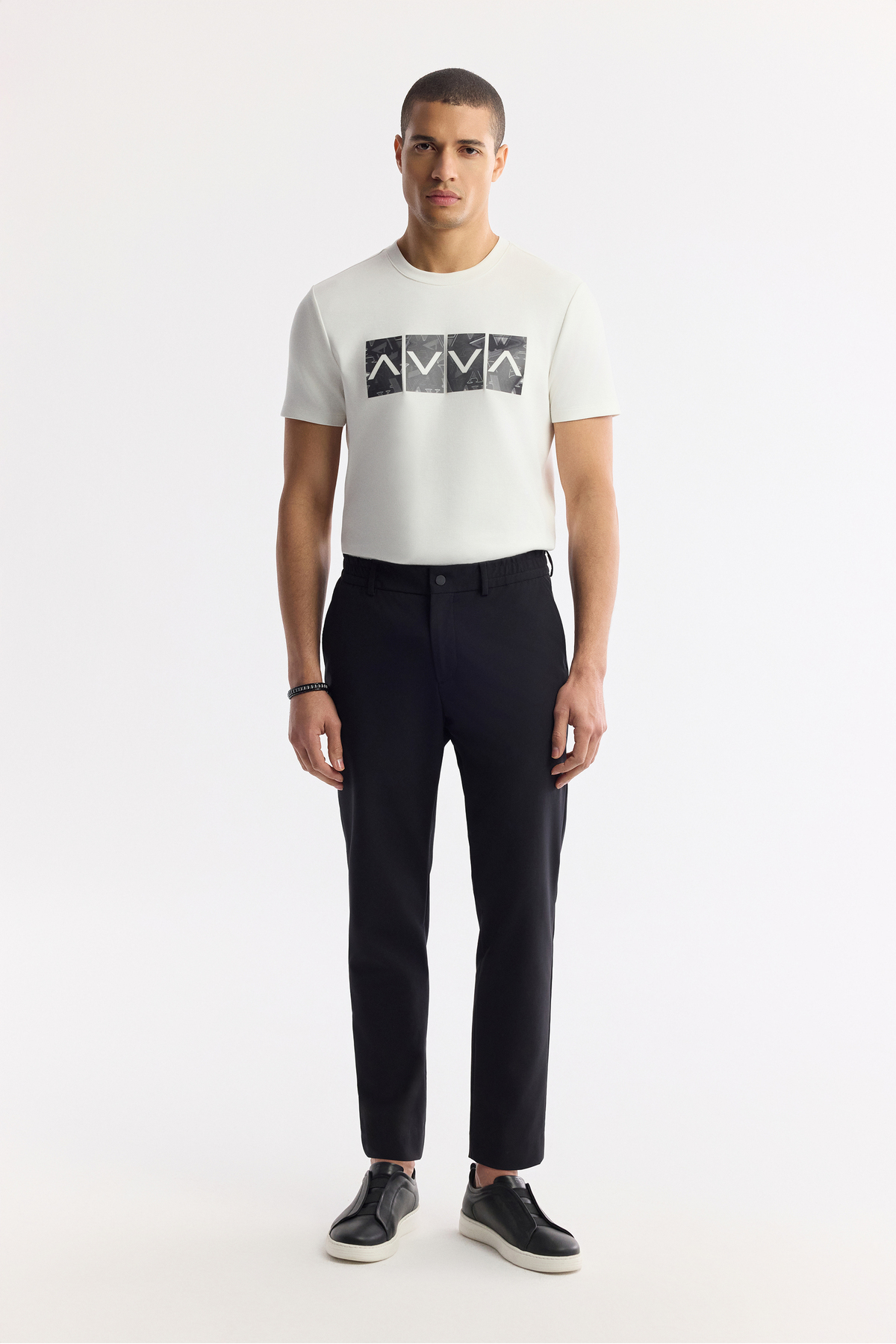 Avva  Erkek Siyah Beli Lastikli Bi-Stretch Teknik Kumaş Slim Fit Pantolon A51Y3077