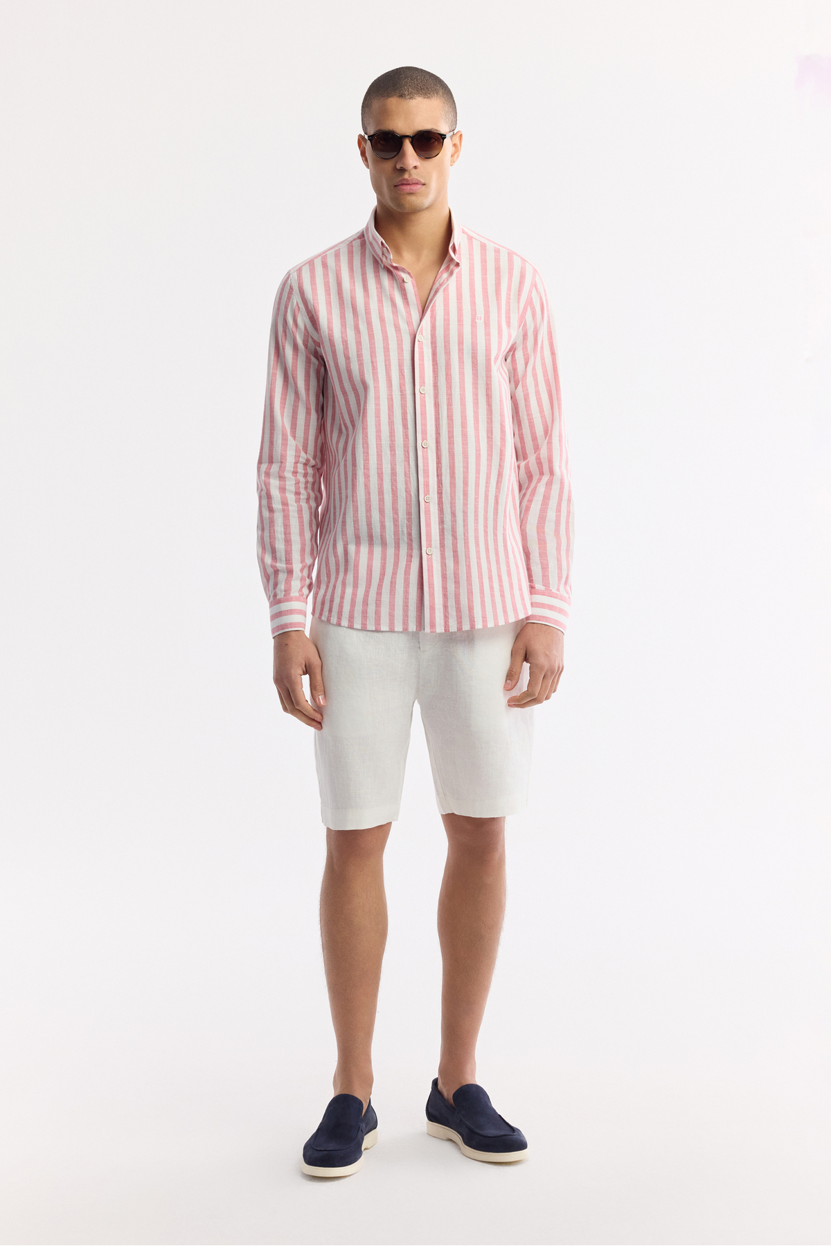 Avva  Erkek Kırmızı Düğmeli Yaka Çizgili %100 Pamuk Comfort Fit Gömlek A51Y2167 - Görsel 6