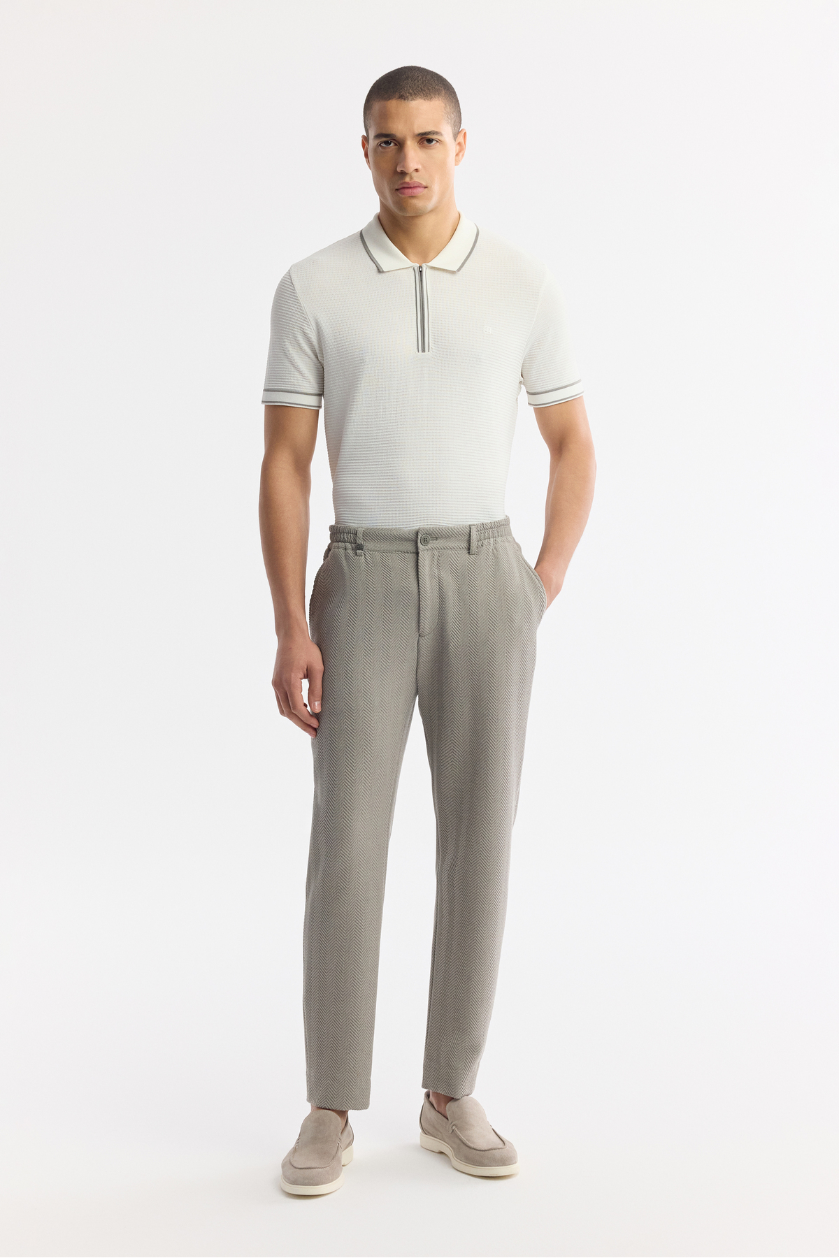 Avva  Erkek Gri Yan Cepli Beli Lastikli Bi-Stretch Comfort Slim Fit Pantolon A51Y3211