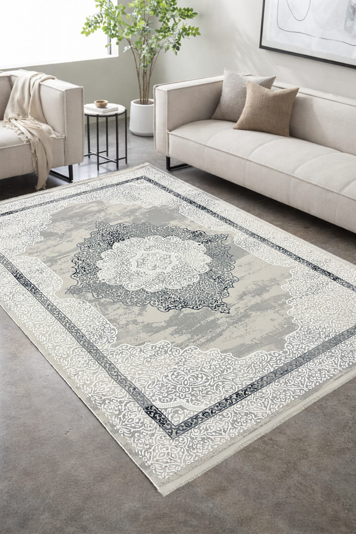 4 Square Meters - 6 Square Meters Bamboo Style Modern Woven Living Room Kitchen Rug Antiallergic Blue