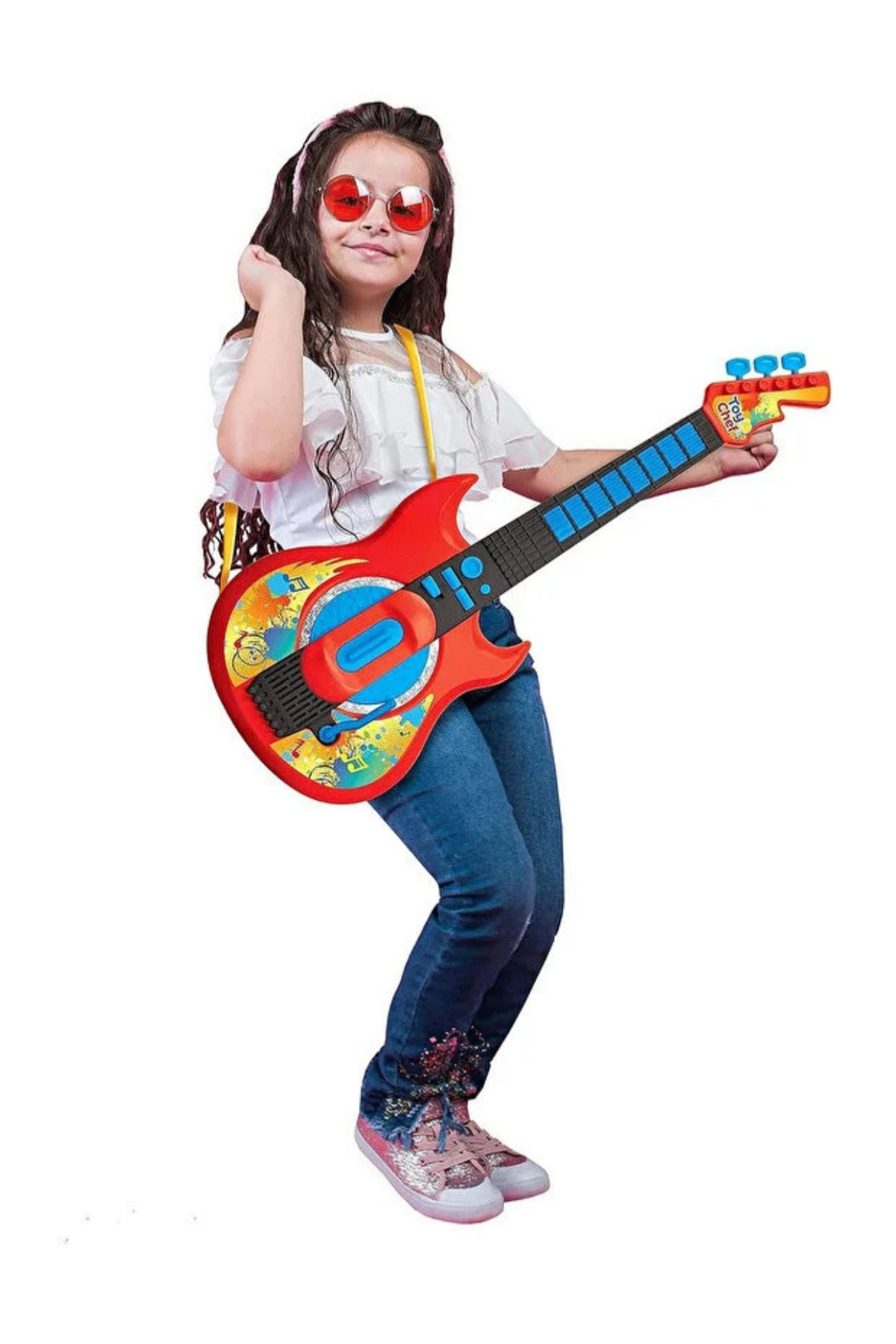 craftivio Müzikli Elektronik Rock Gitar - Askılı, Ses Efektli Eğitici Oyuncak Müzik Aleti fotoğrafı 7 (önizleme)