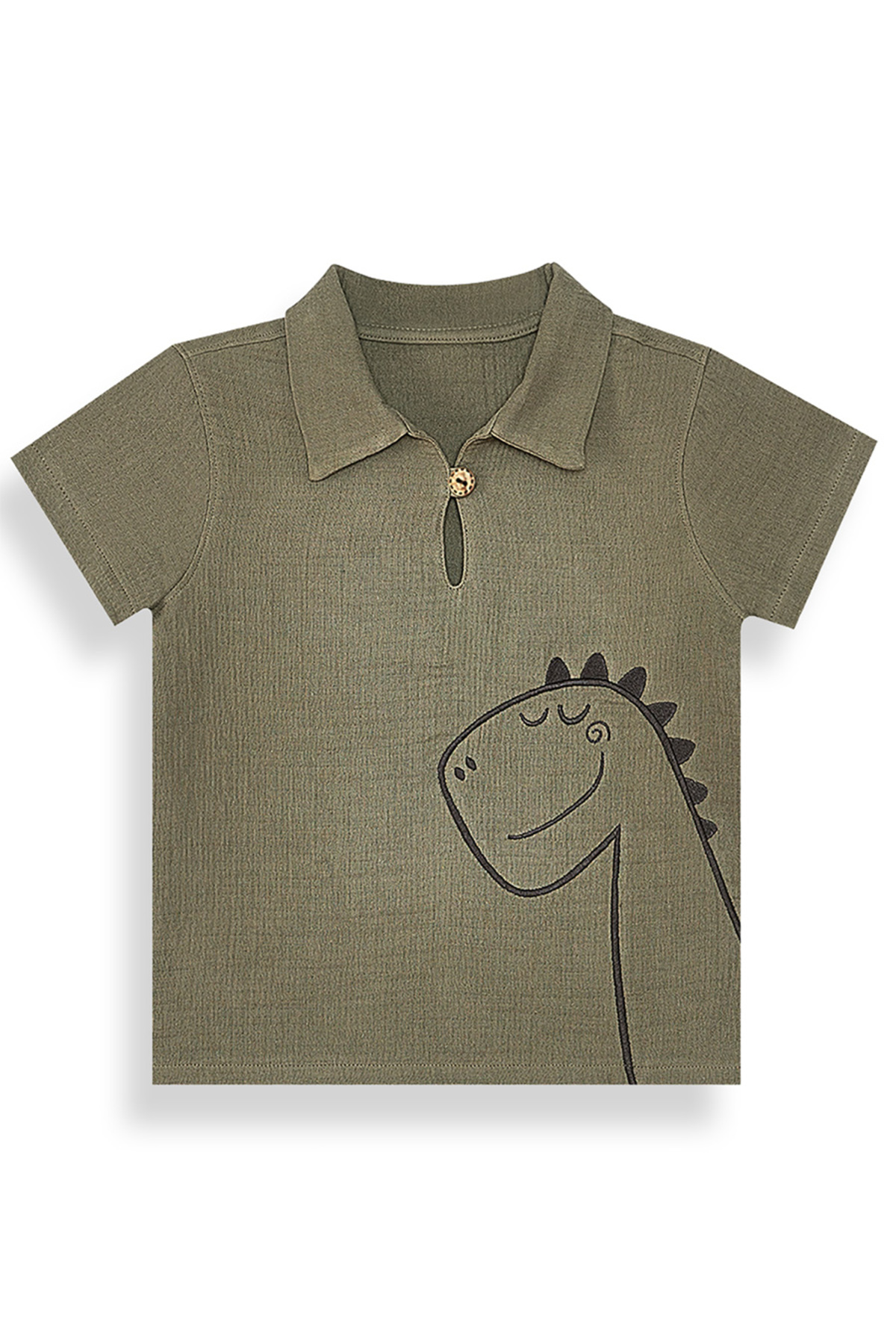 Denokids Dino Erkek Bebek Çocuk Yazlık Müslin Şort Gömlek Takım fotoğrafı 6 (önizleme)