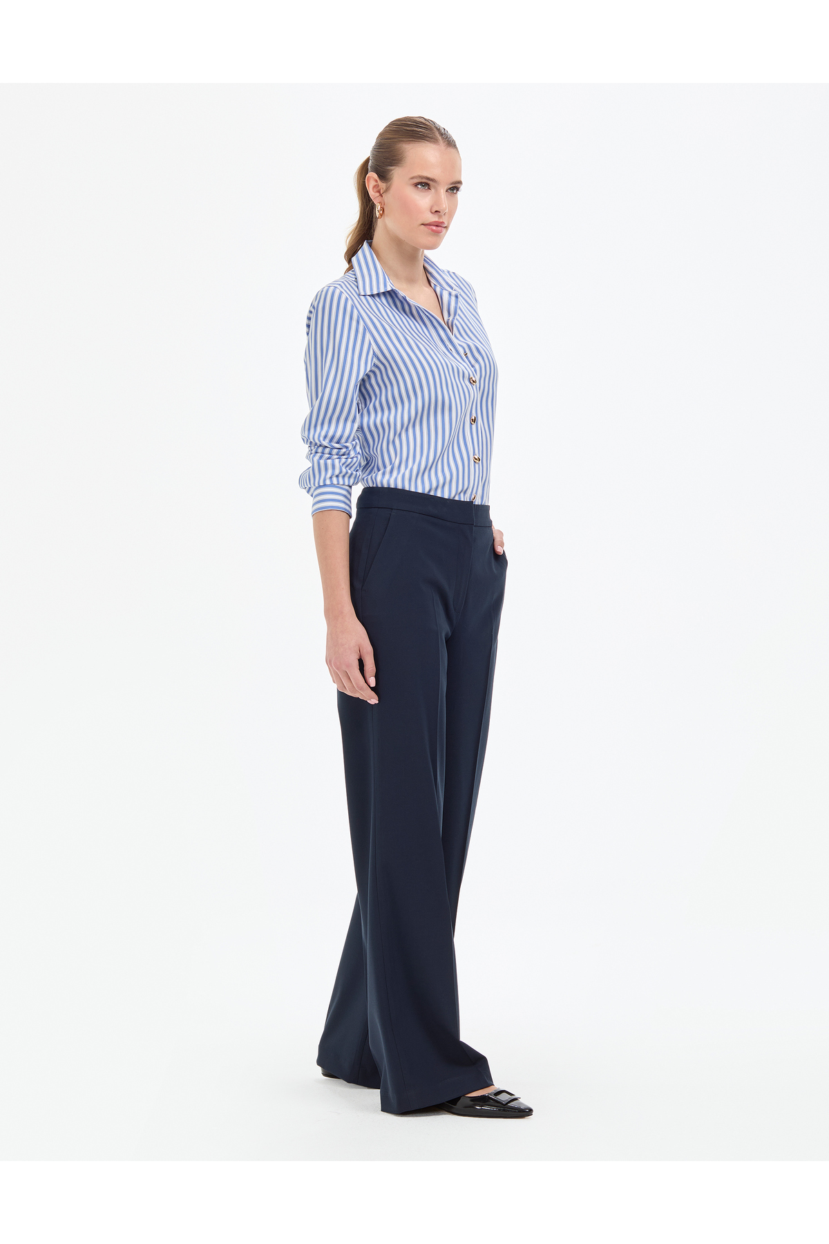 Pierre Cardin Lacivert Palazzo Kumaş Pantolon 50319006-VR033 görsel 3