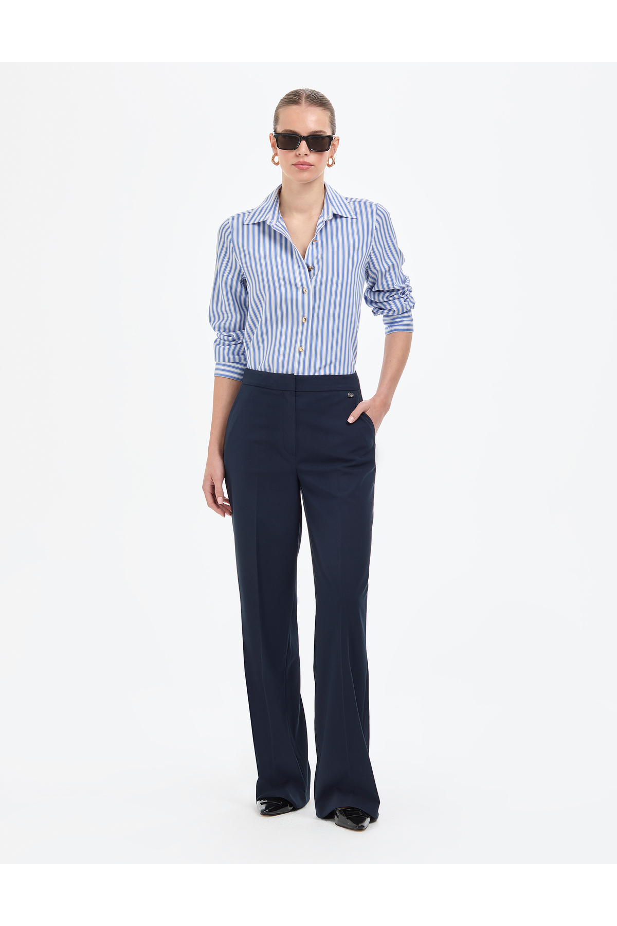 Pierre Cardin Lacivert Palazzo Kumaş Pantolon 50319006-VR033