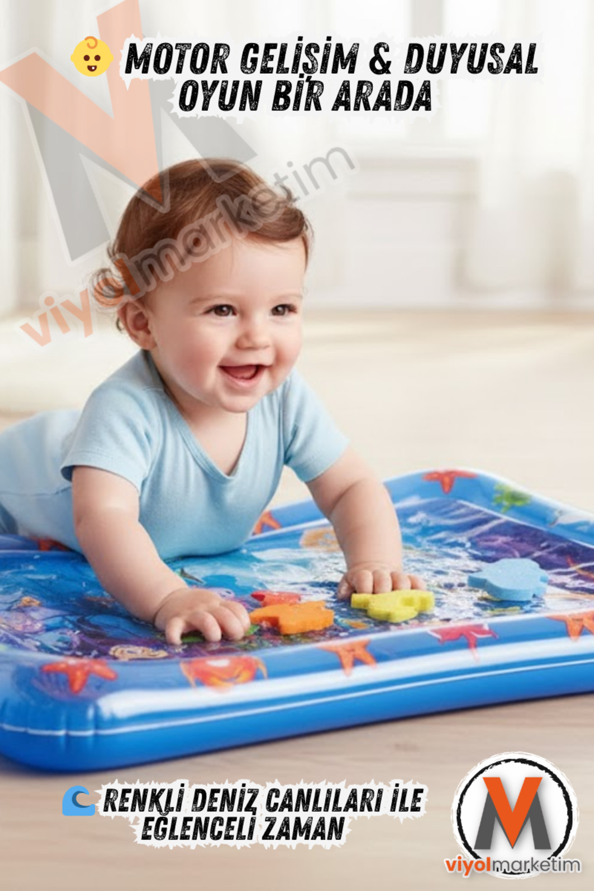 viyol marketim Sulu Bebek Oyun Matı – 1-3 Yaş Tummy Time Su Dolu Aktivite Halısı – Motor Gelişim Oyuncağı fotoğrafı 5 (önizleme)